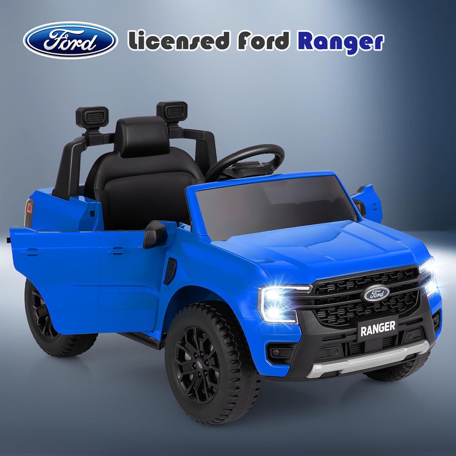 Ford Ranger | 12V Kids Electric Ride-On Truck Remote Control, LED Lights & Music Player
