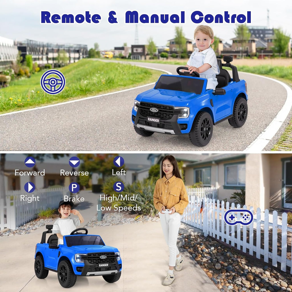 Ford Ranger | 12V Kids Electric Ride-On Truck Remote Control, LED Lights & Music Player